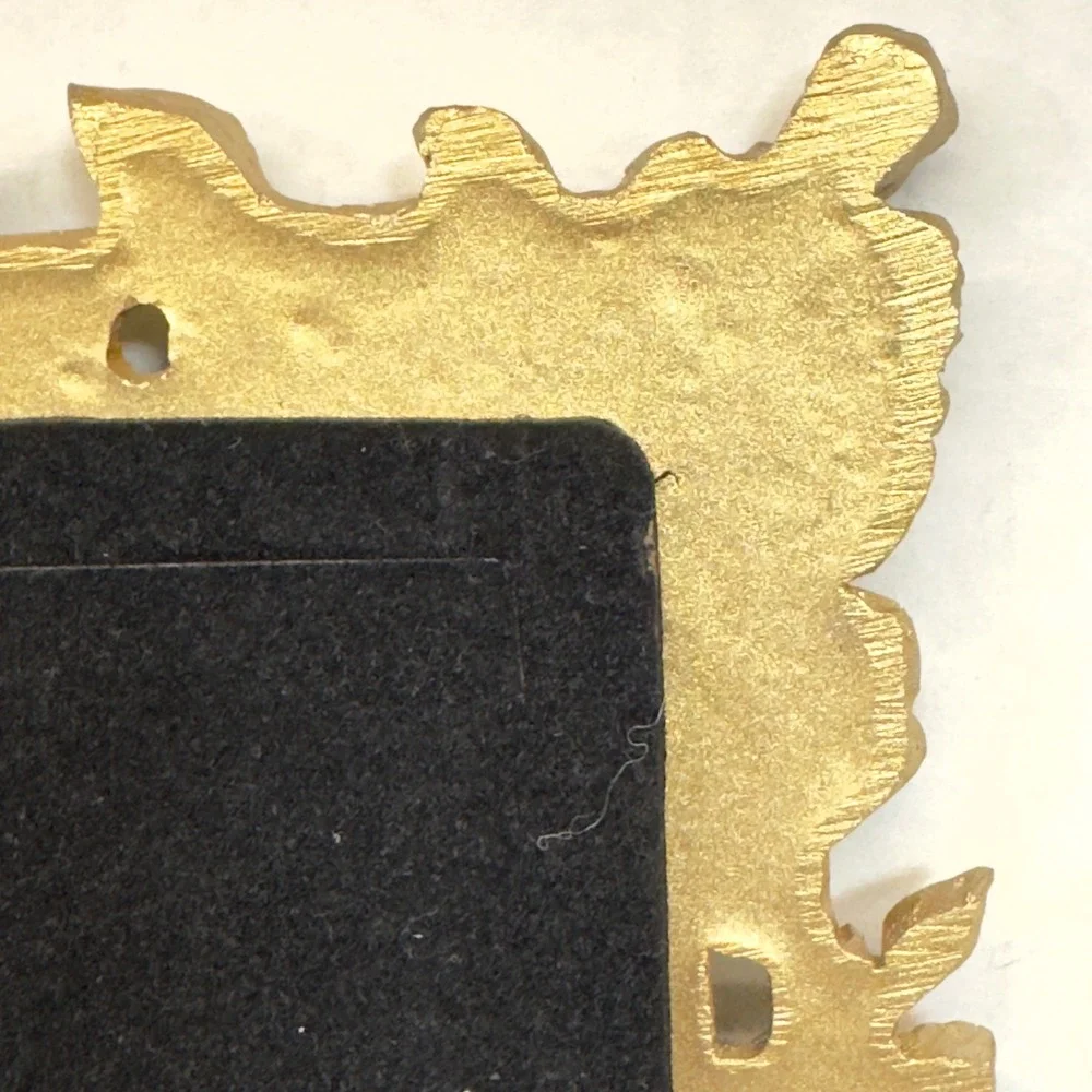 Vtg Gold Rose Picture Frame 4x6 Ornate Resin Floral Hollywood Regency Table/Wall